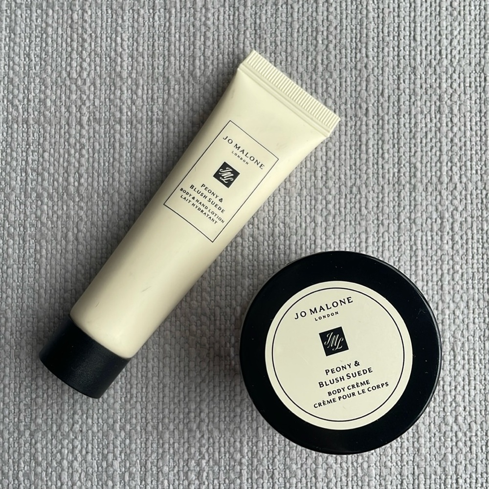 Jo Malone Peony & Blush Suede mini body cream and body hand lotion